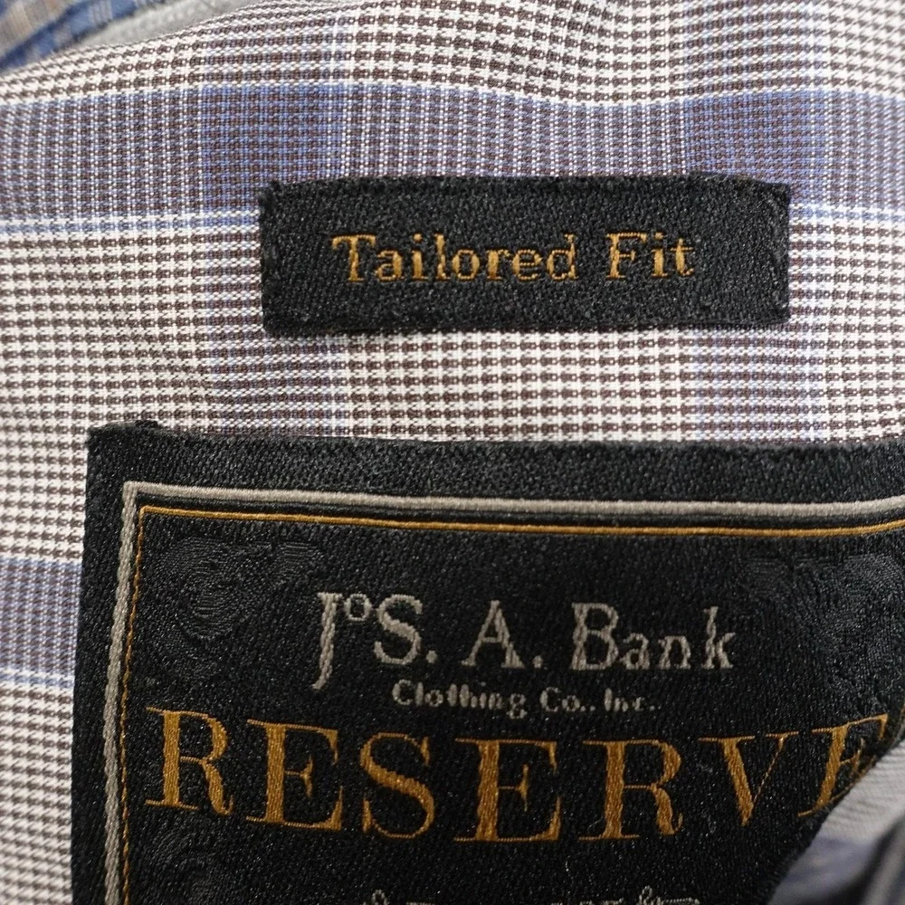 Jos. A. Bank Shirt Mens XL Blue Check Long Sleeve Button-Up Tailored Fit Cotton